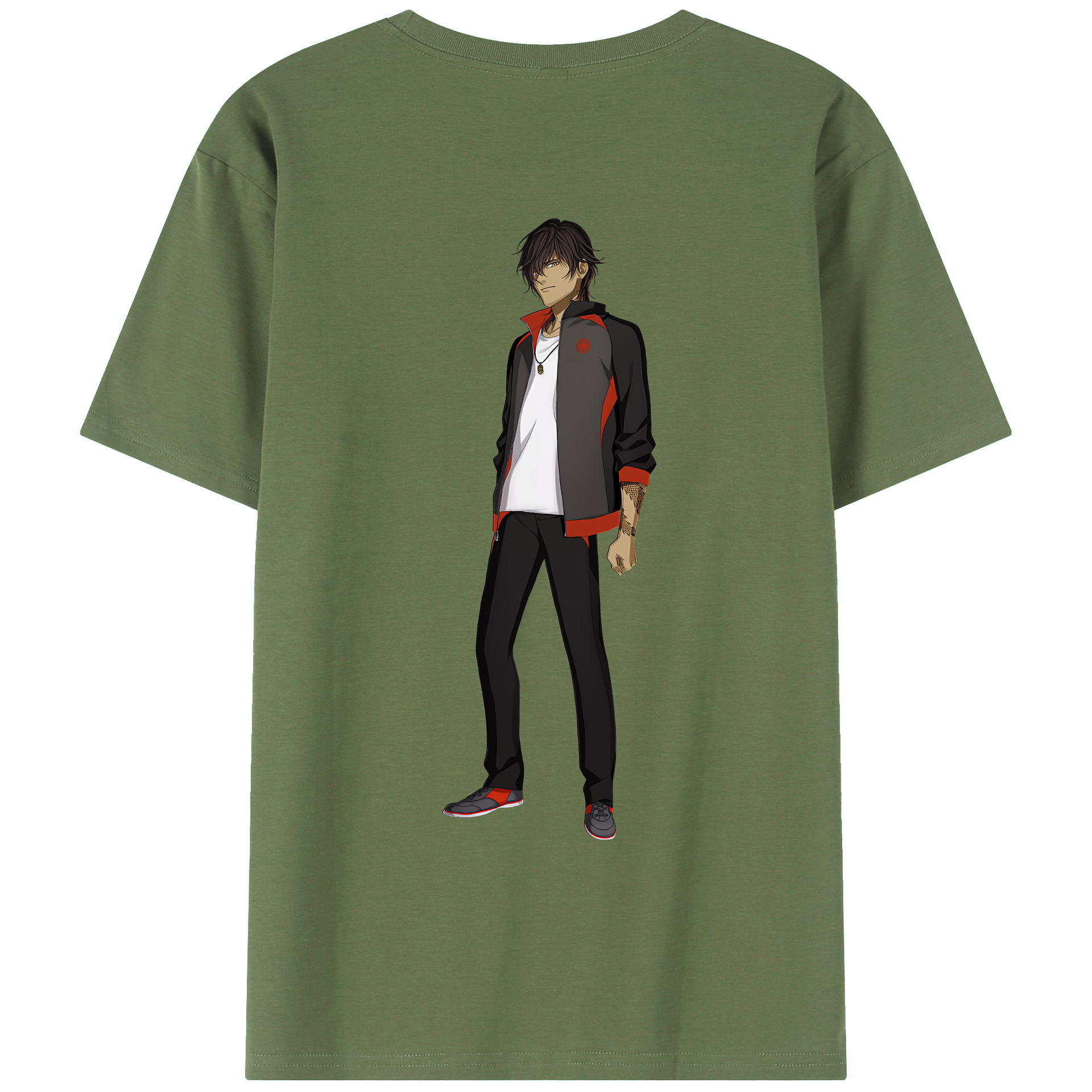 （画像用） 刀剣乱舞 Touken Ranbu 綿100％ メンズ半袖Tシャツ（バックプリント） 通気性